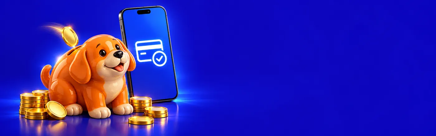 Cofrinho laranja com moedas e um celular